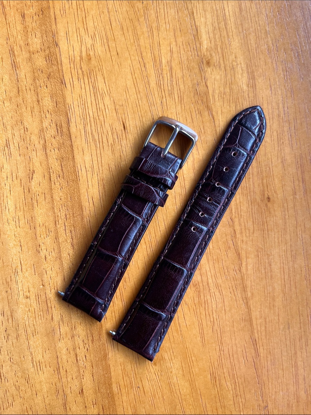 Leather Watch Strap for Michele Watches - Dark Brown Croc Embossed